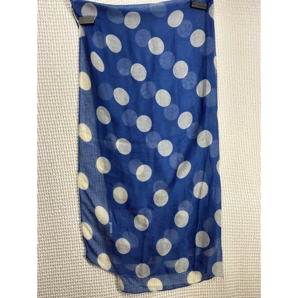 Retro Womens Evergreen Enterprises Polka Dot Scarf OS Blue White